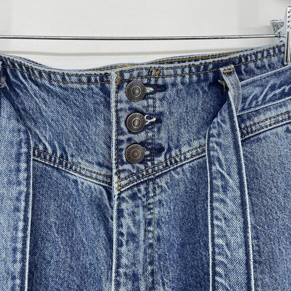 Abercrombie & Fitch Size 27 / 4R Belted Mom Jeans High Rise Dark Wash Raw Hem - Picture 2 of 7